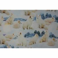 Jersey mit Huskies Hunden Schlittenhunde Schnee 50 x 155 cm Nähen Stoff Bild 1