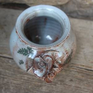 Vintage Vase Kugelvase Keramik Rosen Handgetöpfert Handbemalt 90er Jahre Bild 3