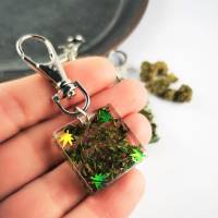 Anhänger, Schlüsselanhänger, Hanfblüte, Cannabis Schmuck, Geschenke für Stoner, 420 Bild 3