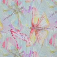 Webware Viskose hellblau pastell mit Libellen Schmetterling 50 x 145 cm Stoff nähen Bild 3