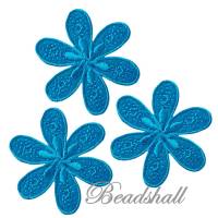 3 Bügelbilder Blumen türkisblau von Monoquick Bild 1