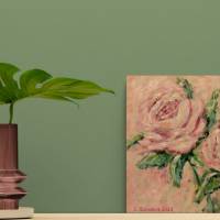 ROSENDUO 29cm x 29cm auf Galeriekeilrahmen - gemaltes Blumenbild auf Leinwand Bild 2