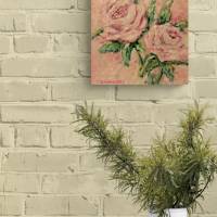 ROSENDUO 29cm x 29cm auf Galeriekeilrahmen - gemaltes Blumenbild auf Leinwand Bild 5