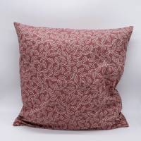 Kissenbezug/Kissenhülle aus rosa Baumwollstoff mit weißwn Blättern, handgearbeitet Bild 1