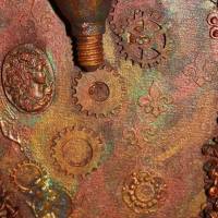 Acrylbild Collage VINTAGE -BULB auf einem kleinen Keilrahmen im Steampunk-/Industrial-Stil Bild 3