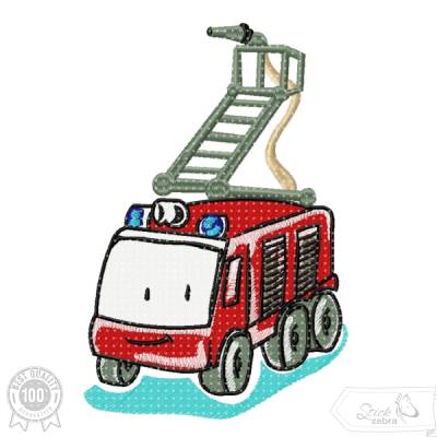Süßes Feuerwehrauto, Kindermotiv Feuerwehr Auto von Stickzebra