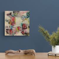 BLÜTENREGEN - abstraktes Acrylbild mit Glitter auf Leinwand 40cmx40cm - Christiane Schwarz Bild 4