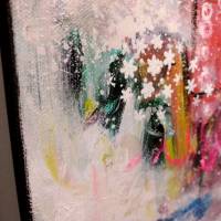 BLÜTENREGEN - abstraktes Acrylbild mit Glitter auf Leinwand 40cmx40cm - Christiane Schwarz Bild 5