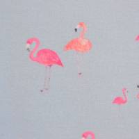 Jersey hellblau mit Flamingo Flamingos 50 cm x 150 cm Nähen Stoff dehnbar Bild 1