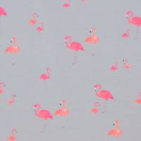 Jersey hellblau mit Flamingo Flamingos 50 cm x 150 cm Nähen Stoff dehnbar Bild 2