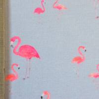 Jersey hellblau mit Flamingo Flamingos 50 cm x 150 cm Nähen Stoff dehnbar Bild 5
