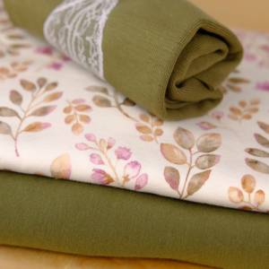 Jersey Fabric Pack Leaves old Mauve OLIVE, Jersey Fabric Set, Cotton Jersey Floral, Summer Jersey, Jersey for Kids Flora Bild 2