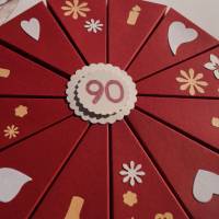 Geldgeschenk,Schachteltorte,  90. Geburtstag, Geldgeschenkverpackung,  Geschenkschachtel zum Geburtstag,Geburtstagskind Bild 3