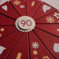 Geldgeschenk,Schachteltorte,  90. Geburtstag, Geldgeschenkverpackung,  Geschenkschachtel zum Geburtstag,Geburtstagskind Bild 5