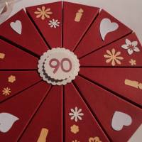 Geldgeschenk,Schachteltorte,  90. Geburtstag, Geldgeschenkverpackung,  Geschenkschachtel zum Geburtstag,Geburtstagskind Bild 7