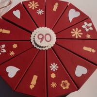 Geldgeschenk,Schachteltorte,  90. Geburtstag, Geldgeschenkverpackung,  Geschenkschachtel zum Geburtstag,Geburtstagskind Bild 8