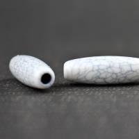 4 Acryl Perlen Deko lang Oval Nachahmung Türkis DIY Basteln weiß grau 24x8mm Bild 1