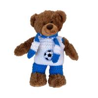 3 teilige Fußballkleidung für Teddybär 30 cm mittel blau  und weiß für Fußballfans  Bärenkleidung ! Bild 1