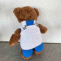 3 teilige Fußballkleidung für Teddybär 30 cm mittel blau  und weiß für Fußballfans  Bärenkleidung ! Bild 4