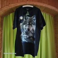 T-Shirt mit  beidseitigem Wolf-Motiv, Wolfskopf, Western Bild 2
