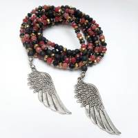 Flügel Schalschmuck Perlenschmuck Perlenkette mit Engelsflügel Halskette Wickelkette Gürtel Bild 2