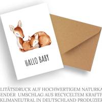Friendly Fox Karte zur Geburt Rehkitz, Glückwunsch zum Baby, A6 Karte zur Baby Geburt, Karte mit Kraftpapier Umschlag Bild 4