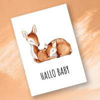 Friendly Fox Karte zur Geburt Rehkitz, Glückwunsch zum Baby, A6 Karte zur Baby Geburt, Karte mit Kraftpapier Umschlag Bild 6