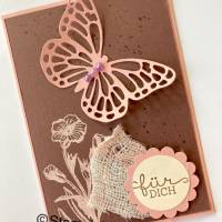 Muttertagskarte  Geburtstag Schmetterling Grußkarte handgefertigt Blumen Mullbinde Karte Glückwunschkarte Bild 1