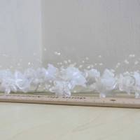 Blumenzweige -  ganz in weiß mit Perlen zur Hochzeit für Blumendeko - Tischdeko - 37 cm lang Bild 1