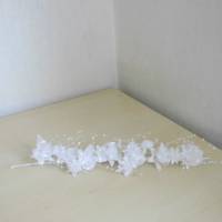 Blumenzweige -  ganz in weiß mit Perlen zur Hochzeit für Blumendeko - Tischdeko - 37 cm lang Bild 3