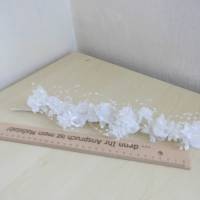 Blumenzweige -  ganz in weiß mit Perlen zur Hochzeit für Blumendeko - Tischdeko - 37 cm lang Bild 4