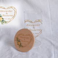 Sandzeremonie Glas mit Holzdeckel Hochzeitsbrauch Windlicht Design Geometric Heart Bild 4
