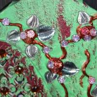 Osterdeko SHABBY OSTERN abstrakte Malerei Collage auf einem ovalen Keilrahmen Künstler-Ei Wanddeko  Osterdekoration Bild 2