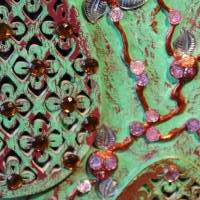Osterdeko SHABBY OSTERN abstrakte Malerei Collage auf einem ovalen Keilrahmen Künstler-Ei Wanddeko  Osterdekoration Bild 9