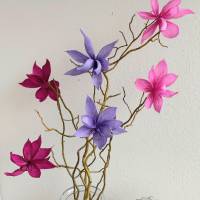 Magnolien aus Floristenkrepp Papierblume in Beere, Flieder oder Pink Bild 3