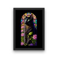 Digitaler Download Motiv "Schwarze Katze Tiffany" Sublimation png 300dpi Kunstdruck A4 Katze Blumen Bild 3