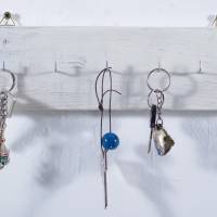 Handtuchhalter, Schlüsselbrett aus Palettenholz, Hakenleiste, Aufräumer, Schlüsselbrett, Hakenleiste in weiß Bild 7