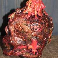 Totenkopf VOLCANO-SKULL Acrylmalerei auf einer Glasflasche Gothic Steampunk Skull Schädel Geschenk für Männer Bild 10
