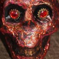 Totenkopf VOLCANO-SKULL Acrylmalerei auf einer Glasflasche Gothic Steampunk Skull Schädel Geschenk für Männer Bild 3