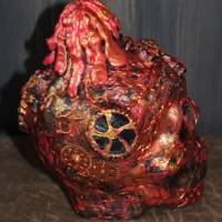 Totenkopf VOLCANO-SKULL Acrylmalerei auf einer Glasflasche Gothic Steampunk Skull Schädel Geschenk für Männer Bild 7
