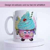 Lustige bunte Keramik Tasse Cupcakes, Witzige und bunte süße Teetasse oder Kaffeetasse für Kindern und Erwachsene Bild 3