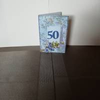 Geburtstagskarte zum 50 für eine Frau in blau/lila, verspielt, Eiffelturm Bild 1