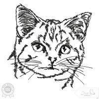 Katze im Doodle Stil, Zauberhafte Stickdatei von Stickzebra Bild 1