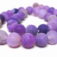 Achat Perlen ca.10 mm crash gefrostet Violett Kettenstrang Bild 1