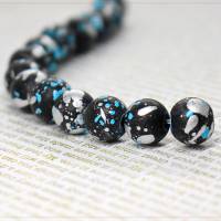 30 lackierte Glasperlen Perlen Schmuck DIY Basteln rund blau silber schwarz 8mm Bild 1