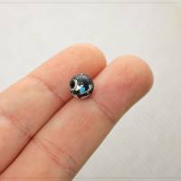 30 lackierte Glasperlen Perlen Schmuck DIY Basteln rund blau silber schwarz 8mm Bild 3