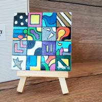 kleines acryl mini pop art bild mit Staffelei im Geschenkkarton unikat kleine bilder abstrakt Bild 8
