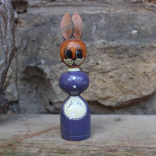 Osterhasen Frau Holzfigur Erzgebirge Vintage 50er 60er Jahre DDR