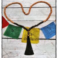 Sandelholz Mala mit Obsidian Perlen, Gebetskette, Malakette, Buddhismus, Mala Kette, Hinduismus, Yogaschmuck, Meditation Bild 4