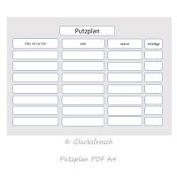 Putzplan pdf A4 zum selbst ausdrucken, grau und weiß Bild 1